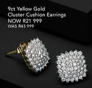 9ct Yellow Gold Cluster Cushion Earrings