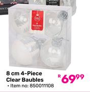 8cm 4 Piece Clear Baubles