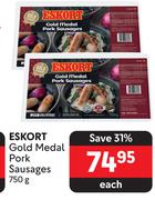 Eskort Gold Medal Pork Sausages-750g Each