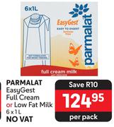 Parmalat Easy Gest Full Cream Or Low Fat Milk-6 x 1Ltr Per Pack