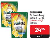 Sunlight Dishwashing Liquid Refill (Lemon Only)-750ml Each