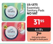 Lil-Lets Essentials Sanitary Pads-4 x 8's Pack