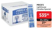 Price's Lighthouse Candles Special-For 25 x 400g