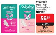 Stayfree Maxi Thick Sanitary Pads (All Variants)-4 x 10's Pack