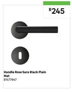 Rose Sara Black Plain Mat Handle 81477947