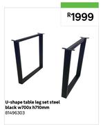 U-Shape Table Leg Set Steel Black W700 x h710mm 81496303