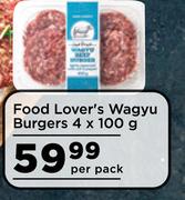 Food Lover's Wagyu Burgers-4 x 100g Per Pack