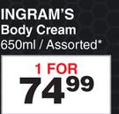 Ingram's Body Cream Assorted-650ml 
