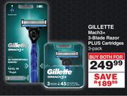 Gillette Mach3+ 3-Blade Razor Plus Cartridge 3 Pack-Both For