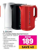 Logik 1.7L Cordless Kettle Assorted Colours-Each