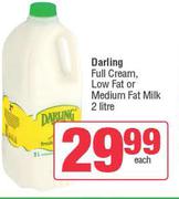 Darling Full Cream Low Fat Or Medium Fat Milk-2Ltr 