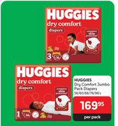Huggies Dry Comfort Jumbo Pack Diapers-56/60/66/76/96's Per Pack