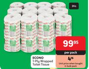Econo 1 Ply Wrapped Toilet Tissue-24's Per Pack