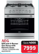 AEG 600mm 4-Burner Gas Stove With Electric Oven 850016579