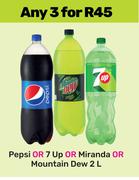 Pepsi Or 7up Or Mirinda Or Mountain Dew-For 3 x 2L
