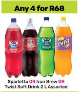 Sparletta Or Iron Brew Or Twist Soft Drink Assorted-For 4 x 2L