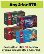 Bakers Choc Kits Or Romany Creams Biscuits Assorted-For 2 x 200g