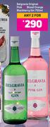 Belgravia Original Or Pink Or Blood Orange Or Blackberry Gin-For 2 x 750ml