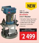 Ryobi 18V Li-Ion Brushless 3 In 1 Router XBR-18