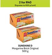 Sunshine D Margarine Brick Original-For 2 x 500g