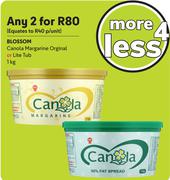 Blossom Canola Margarine Original Or Lite Tub-For Any 2 x 1Kg
