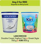 Lancewood Double Cream Yoghurt 1Kg Or Greek Style 700g Or Kiri 900g-For Any 2