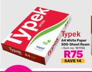 Typek A4 White Paper 500 Sheet Ream