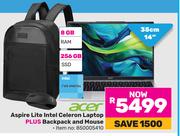 Acer Aspire Lite Intel Celeron Laptop Plus Backpack & Mouse