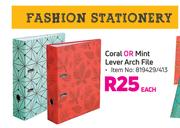 Coral Or Mint Lever Arch File-Each