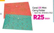 Coral Or Mint Carry Folder-Each