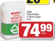 Spar Refined White Or Brown Sugar-5Kg Each