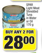 Spar Light Meat Shredded Tuna In Water Or Oil-2 x 170g