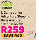 Campmaster Camp Junior Adventure Sleeping Bags Assorted-Each