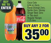 Coca Cola(Lite/Zero), Fanta Orange Zero, Sprite Zero, Stoney Ginger Beer Zero Or Tab-Any 2 x 2.25Ltr