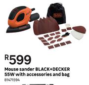 Black & Decker Mouse Sander 55W With Accessories & Bag 81471594