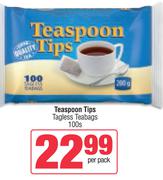 Teaspoon Tips Tagless Teabags-100s Per Pack