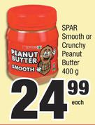 Spar Smooth Or Crunchy Peanut Butter-400g Each