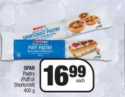 Spar Pastry Puff Or Shortcrust-400g Each