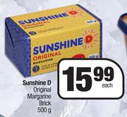 Sunshine D Original Margarine Brick-500g Each
