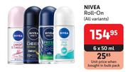 Nivea Roll On (All Variants)-6 x 50ml