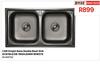 Cam Dropin Nano Double Bowl Sink DCN7843/DB 780 x 430mm 90 WSTE 81499750