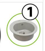 Jugo Single Bowl Round Kitchen Sink Grey 51 x 51 x 18cm 81500090
