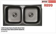 Cam Dropin Nano Double Bowl Sink DCN7843/DB 780 x 430mm 90 WSTE 81499750