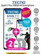 2 x Tecno Spark Pro 128GB 4G Smartphone-On 1GB Red Top Up Core More Data (36 Month) + Promo 70