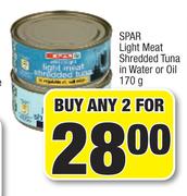 Spar Light Meat Shredded Tuna In Water Or Oil-For Any 2 x 170g