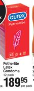 Durex Fetherlite Latex Condoms 12 Pack-Per Pack