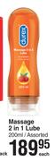 Durex Massage 2 In 1 Lube Assorted-200ml Each