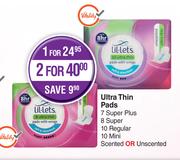 Lil-Lets Ultra Thin Pads 7 Super Plus,8 Super,10 Regular,10 Mini Scented Or Unscented-For 2