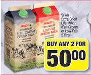 Spar Extra Shelf Life Milk (Full Cream Or Low Fat)-For Any 2 x 2Ltr