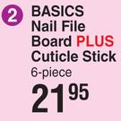 Basics Nail File Board Plus Cuticle Stick 6 Piece